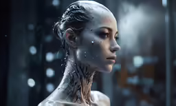 a person that has some kind of skin on her head