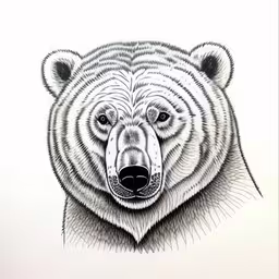 a close up of a white and black bear