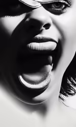 a woman with her mouth open and a mask on