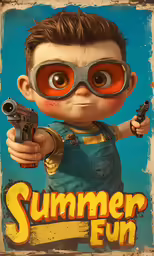an animated cartoon character with guns on it