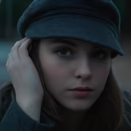 a young woman wearing a hat and coat