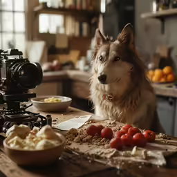 the dog looks like it is taking a photo