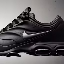 a black sneaker that is on display
