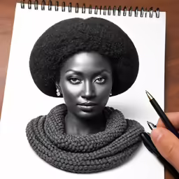 the image of an african woman has been created by using crocheted yarn, crochet knits, and crocheted yarn