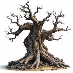 a tree that is standing in the dirt