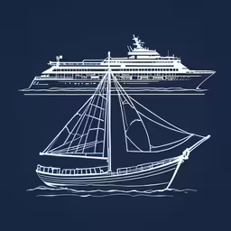 an outline of a boat floating on the water