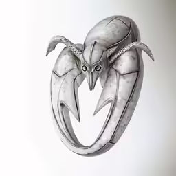 a wall mounted art piece, with an evil bird