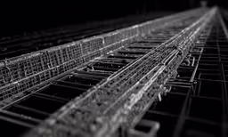 a metal structure is shown in the dark