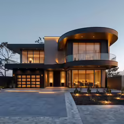 an image of a modern home in the evening
