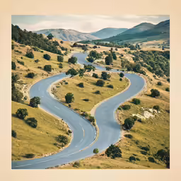 two winding roads in the middle of a countryside