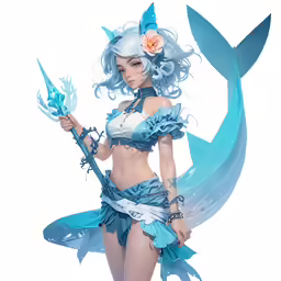 a fantasy figure that is dressed in an underwater costume