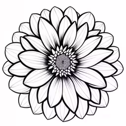a flower is featured in this coloring page,an ink drawing of a large flower
