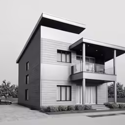 an architectural drawing of a modern apartment building