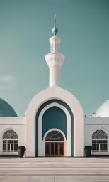 this mosque has green and white walls