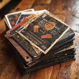 a stack of magazines is piled with papers