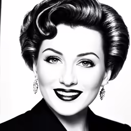 a drawing of a woman wearing large jewelry