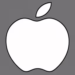 the apple logo on the side of a black and white wall,a white apple sitting on top of a gray wall