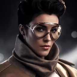 a close up of a person wearing a scarf