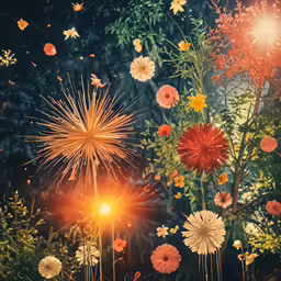 fireworks explode as they shine brightly in the sky