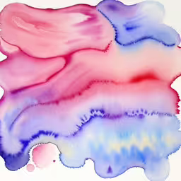 watercolor of blue, purple, and pink over white background