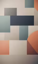 a geometric pattern with blue, brown, green and white squares on it