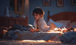 a girl sits on her bed reading a book