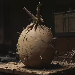 an onion is being dug in a bowl