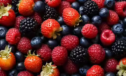 berries, strawberries and blackberries, all grouped together
