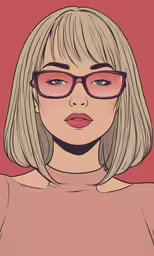 an image of the illustration of a woman with glasses and pink shirt