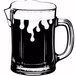 a black and white drawing of a beer glass