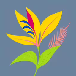 a painting of a large yellow flower on a blue background