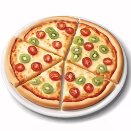 a sliced pizza with many different toppings on it