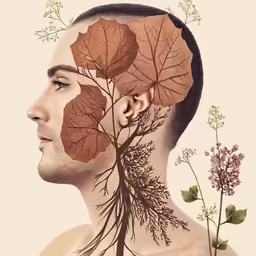 the head has leaves coming from it