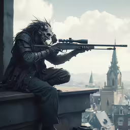 the person with dread locks is holding a gun