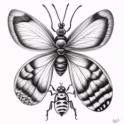 an insect with a large bug that is facing the camera,an insect is shown as a drawing