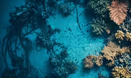 the underwater view of corals and algae in the water
