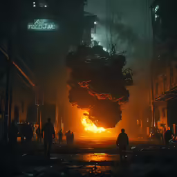 a scene of people watching a very large piece of art