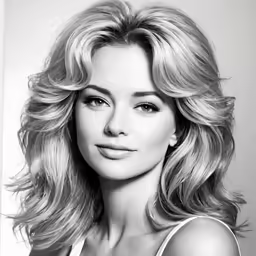 a black and white photo of a woman with long hair