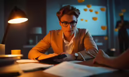 a man using his tablet computer in the dark