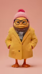 the toy has a pink hat and glasses on
