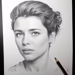 a pencil drawing of a young woman