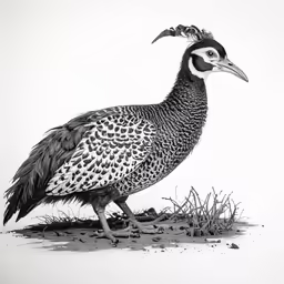 black and white photograph of a large bird
