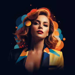 the portrait of an attractive woman in front of abstract lights
