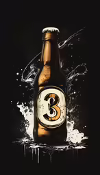 a beer bottle filled with ice and liquid