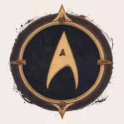 the star trek logo is black with gold paint
