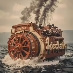 a steam engine boat with smoke coming from it