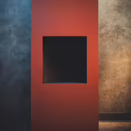 an abstract photograph of a red and blue box