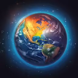 a full view of the earth surrounded by stars