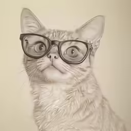 an odd looking cat has glasses on