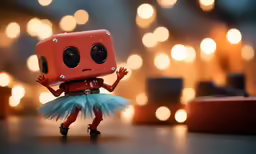an orange cube toy on a black table